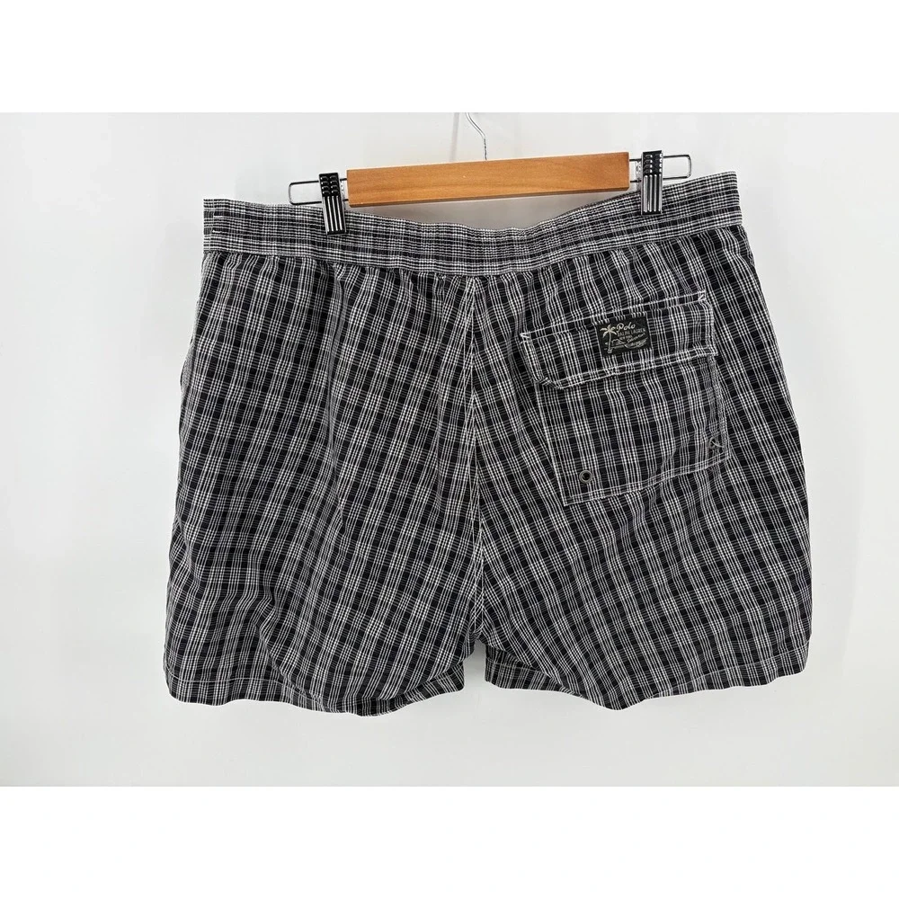 Polo Ralph Lauren, Swimsuit Trunks Black/White Plaid (NO Tie for Waist), Large